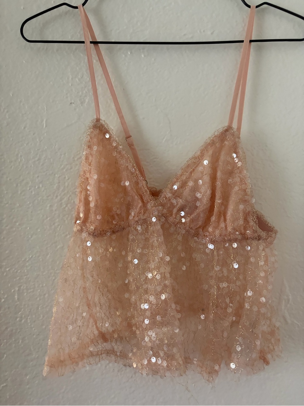 Edikted Sequin Mesh Cami Top - Blush